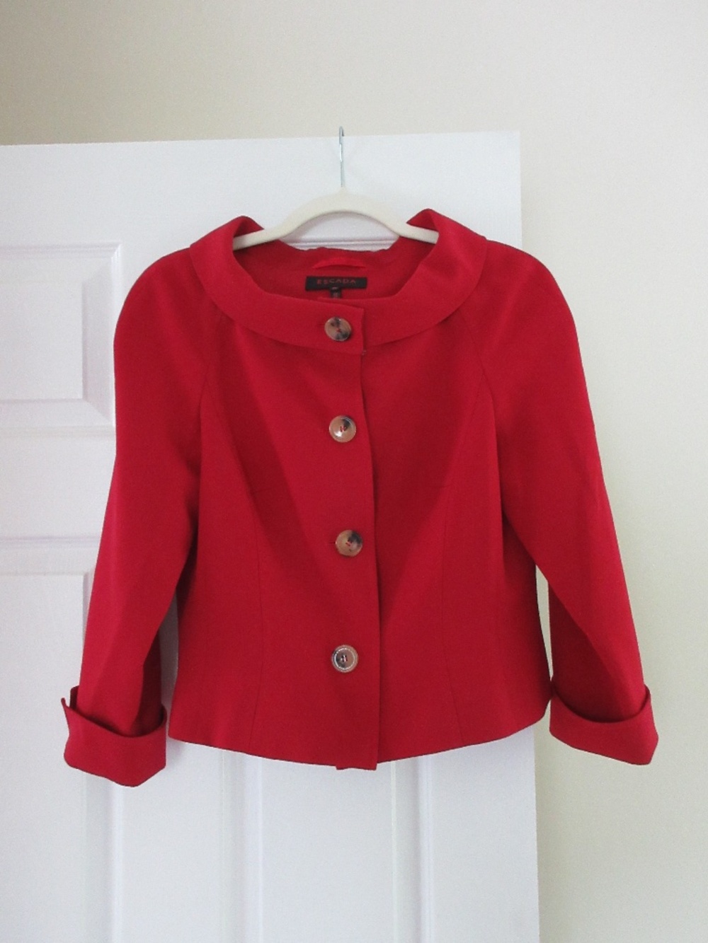 Vintage Cherry Red Escada Wool Crop Jacket